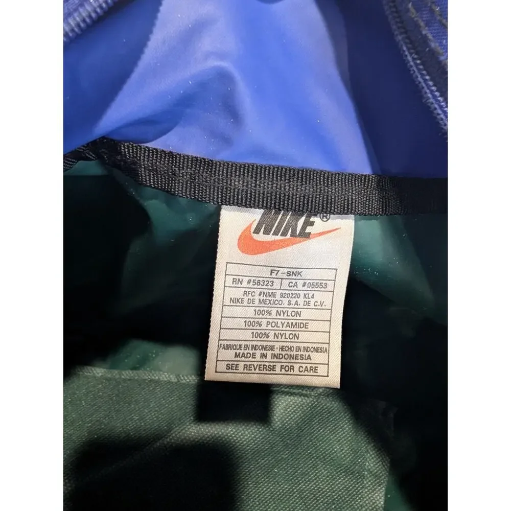 Vintage 90s Nike Gym Duffle Bag Green Blue Nylon Sport Travel Weekender Mesh...
